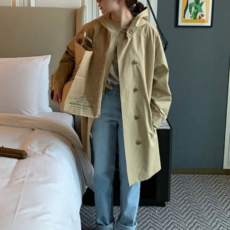 2color レディース アウター コート トレンチコート フーディー ポケット きれいめ 上品