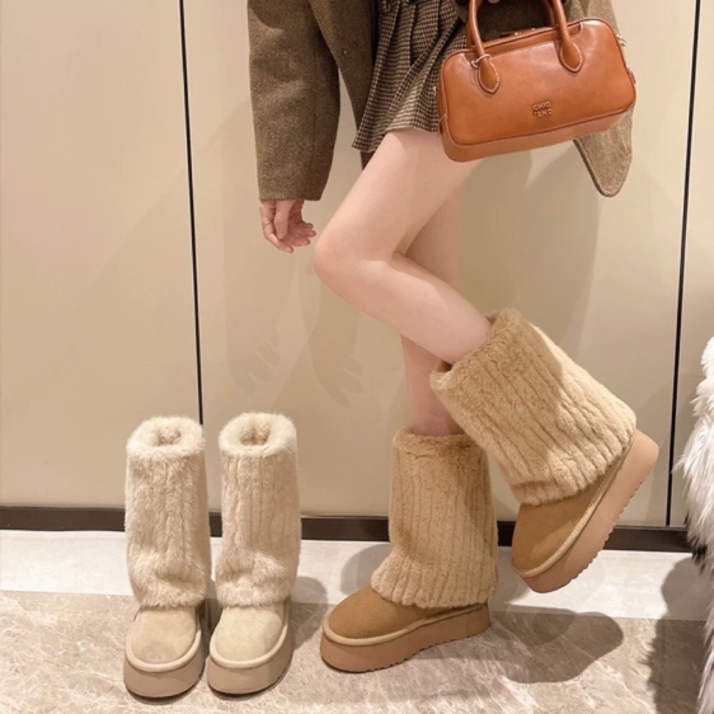 ファームートンブーツ ムートンブーツ 厚底 レディース 美脚 ブーツ ロング丈 おしゃれ もこもこ 可愛い 厚底ブーツ防寒 ファー 通学 通勤 疲れない ロングブーツ 人気 a5151