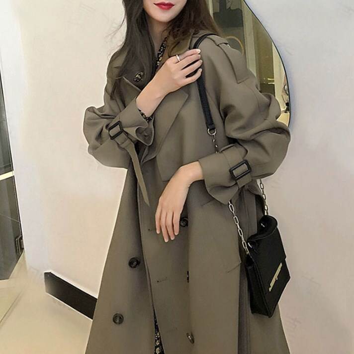 【1-3日出荷】アウター コート トレンチコート ジャケット 上着 ロング丈 袖あり 長付き 襟付き 前開き