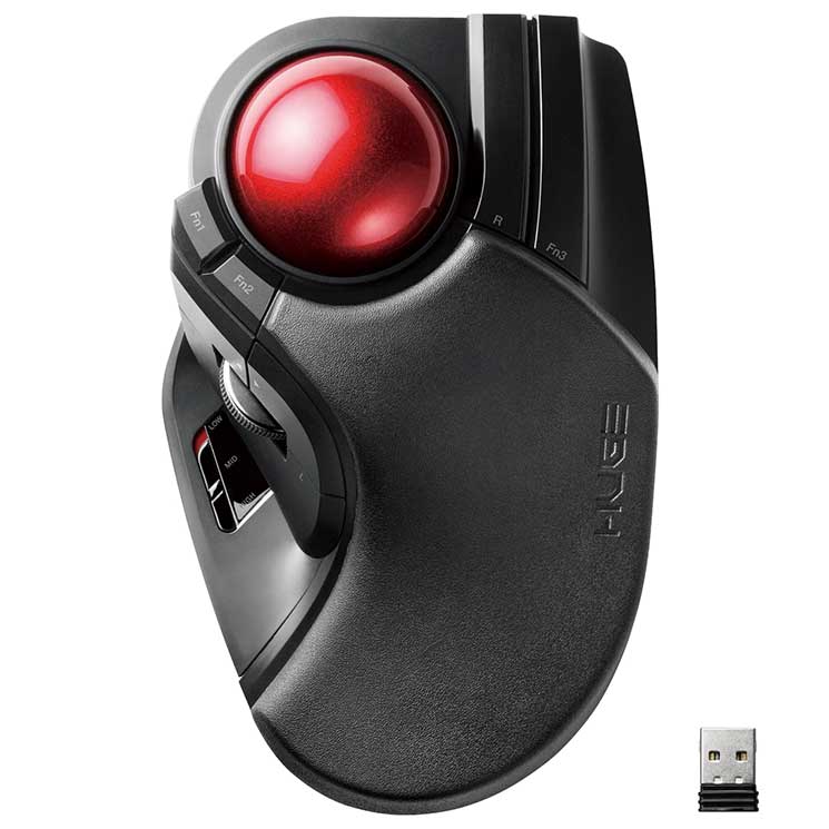 ﾄﾗｯｸﾎﾞｰﾙマウス 大玉 8ボタン ﾁﾙﾄ機能 無線 ブラック