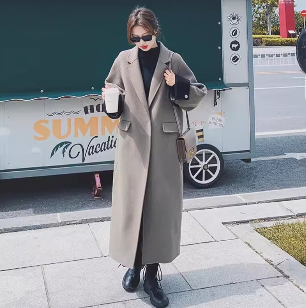 ミディアム チェスターコート シンプル アウター 無地 ミディアム ロング チェスターコート パーティースタイル ホームパーティーアイテム オフィススタイル エレガントスタイル カジュアルスタイル