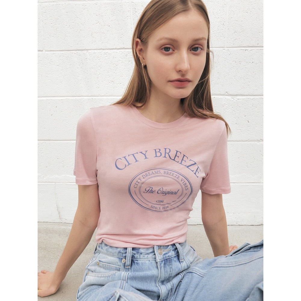 CITYBREEZE テンセルシティアーチグラフィックショートスリーブ T シャツピンク