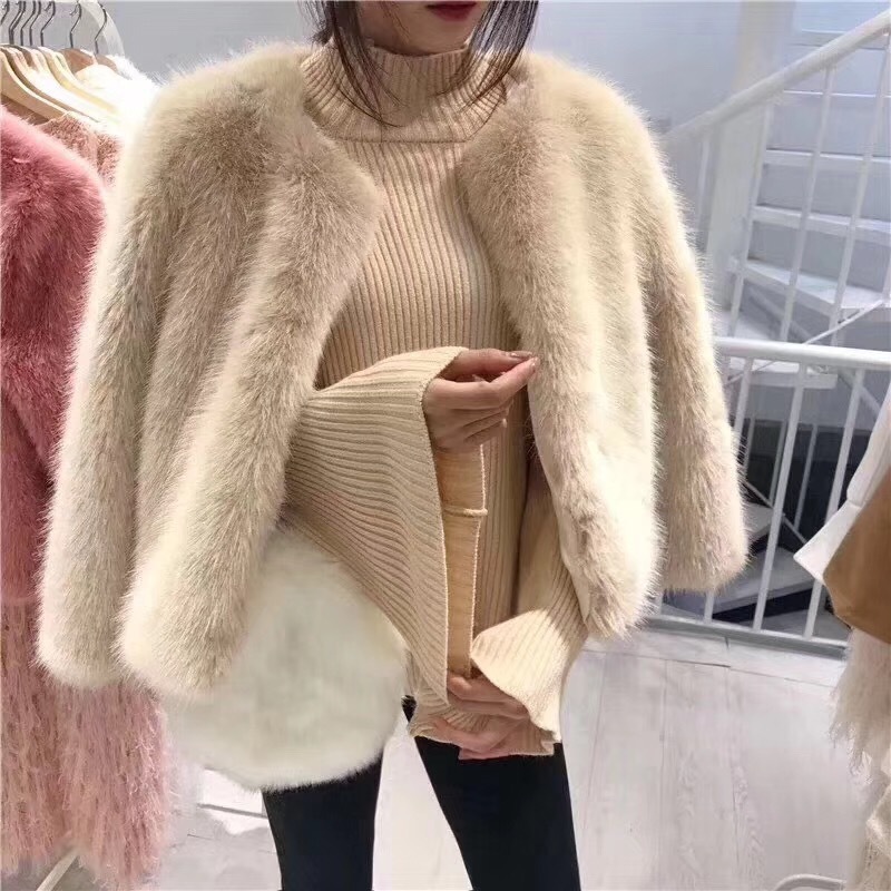 2024 秋冬新スタイル超美しい色の気質スリムフェイクファーショートファーコート多用途フォックスファー