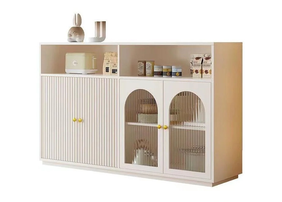 クリーム風棚 収納ディスプレイキャビネット大人気　多機能収納　木製素材　リビングルーム　キッチン収納