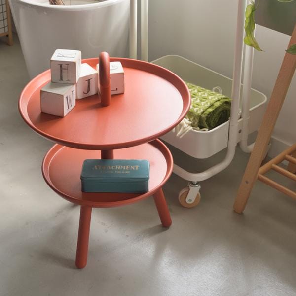 サイドテーブル ミニ ナイトテーブル デザイン かわいい 丸い 円形 丸型 トレー 棚 ラック 収納スペース 天板 北欧 2段 おしゃれ ソファサイド ベッドサイド