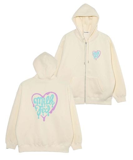 フード付きトレーナー MELTY HEART ZIP UP HOODIE レディース OFF WHITE