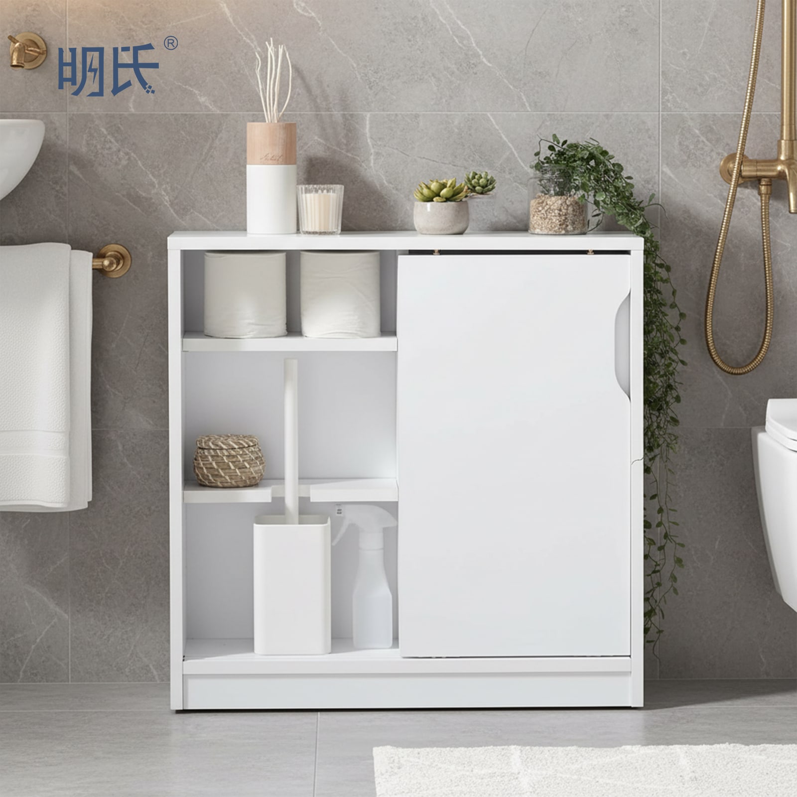 家具350 Siisti システィ トイレラック 収納棚 トイレ収納 コンパクト スリム ホワイト 153022