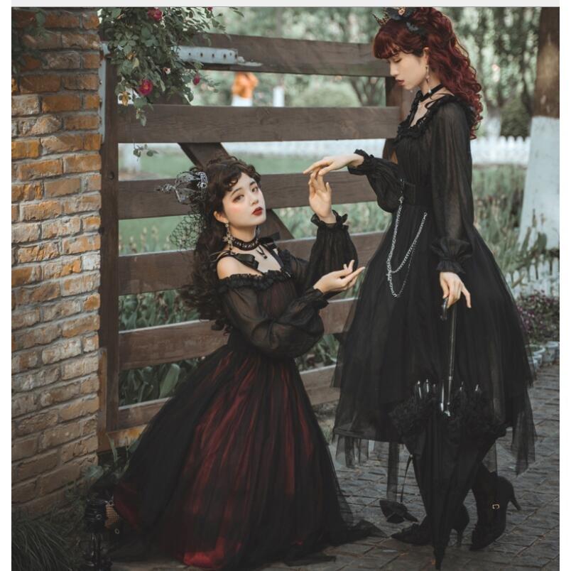 ロリータドレス ゴシックゴスロリ 花嫁ドレス 学園祭 文化祭 イベント ハロウィン コスプレ仮装 暗夜ワンピース Lolitaお姫様ドレス