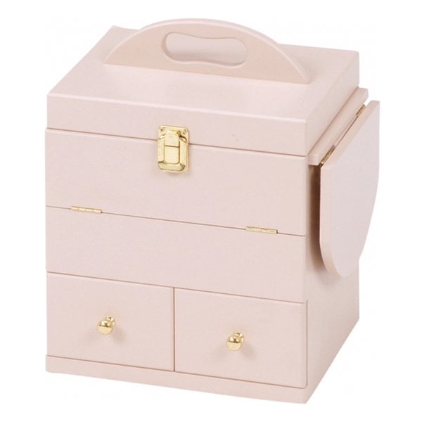 コスメボックス ピンク 幅26cm 三面鏡・ミニテーブル付き MUD-6930PI