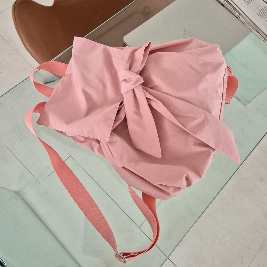 ディーエリー ビッグリボン カジュアル つや消し ナイロン 軽い バックパック