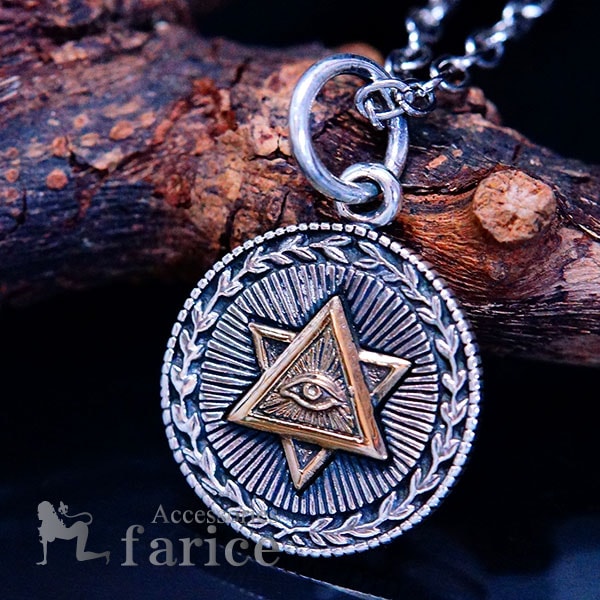秘密結社フリーメイソン プロビデンスの目 ダビデスター 六芒星 月桂樹 シルバー925 ペンダント ネックレス 6,670円