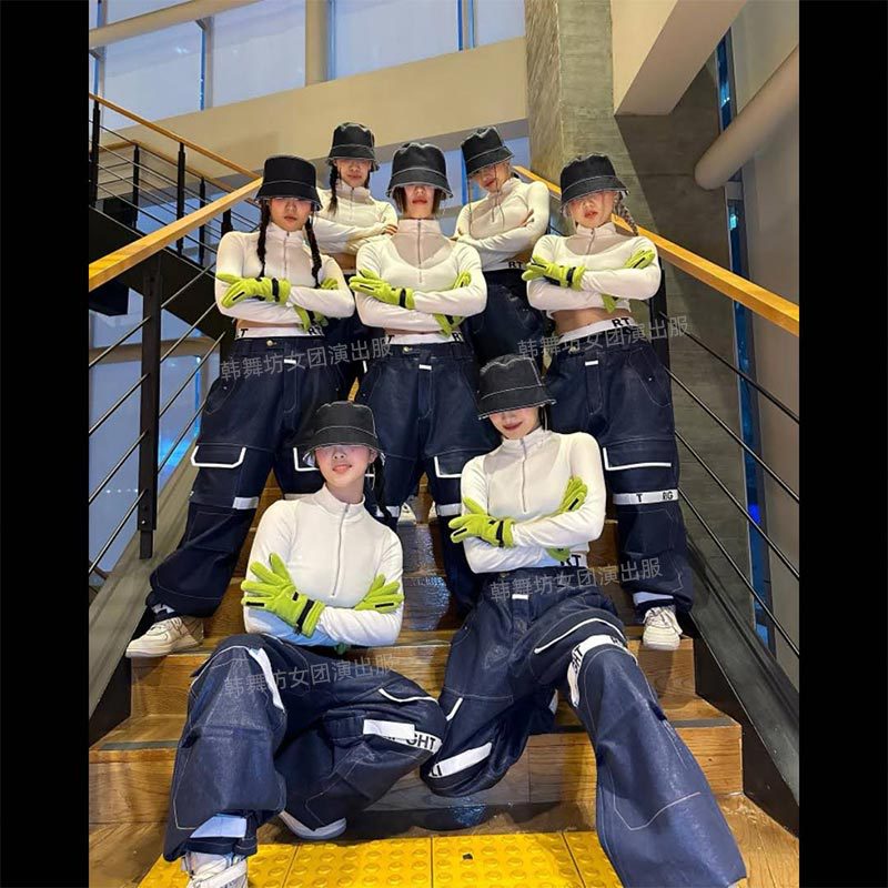 Xg韓国ガールズグループ左右同じスタイルの歌衣装2023新ジャズダンスパフォーマンス衣装ヒップホップスーツトレンド