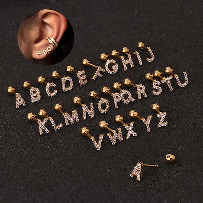 Qoo10] ボディピアス 英語 イニシャル 16G