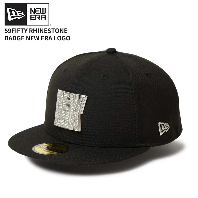 ニューエラ メンズ キャップ 帽子 NEW ERA 59FIFTY Rhinestone Badge ラインストーンバッジ ニューエラロゴ ブラック 帽子 14668129