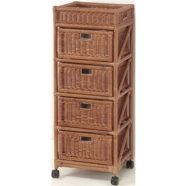 ファミリーライフ ランドリーチェスト スリム4段 ブラウン(0364910) メーカー直送