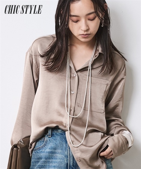 シャツ・ブラウス サテンソフトシャツ 大きいサイズ有 シックスタイル