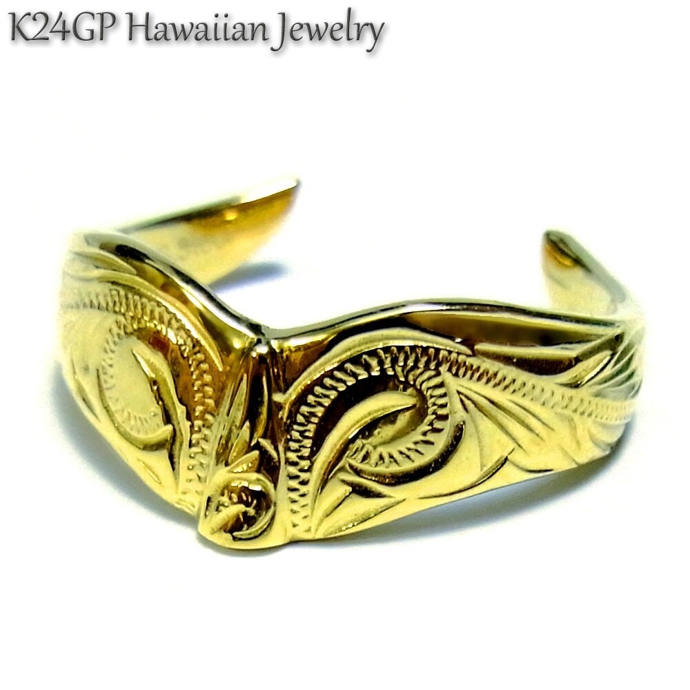 ハワイアンジュエリー リング K24gp 24kgp K24gp K24 イエローゴールド メンズ