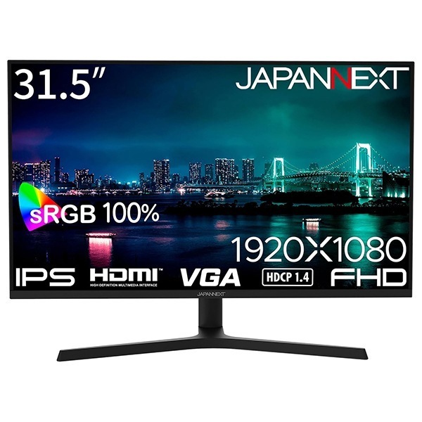JAPANNEXT JN-IPS315F-HSP 液晶ディスプレイ 31.5型 / 1920×1080 / HDMI×1 VGA×1 / ブラック / スピーカー有 / 2年保証