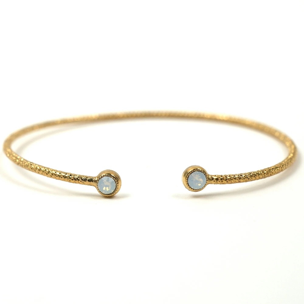 Hanka_in ハンカイン レディース ブレスレット バングル 真鍮 ゴールド クリアホワイト ETERNITY BRUSH JONC OUVERT CRISTAL BLANC OPALESCENT