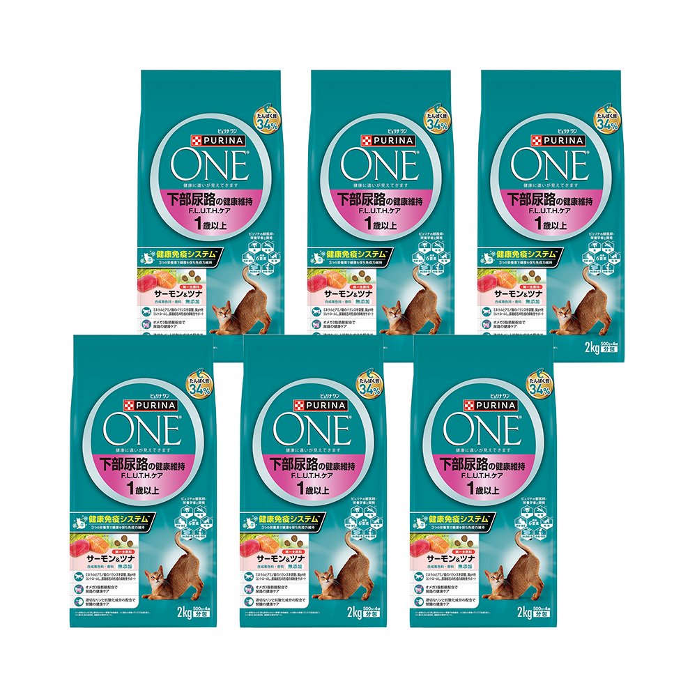 キャットフード　ピュリナワン　猫　キャット　下部尿路の健康維持　Ｆ．Ｌ．Ｕ．Ｔ．Ｈ．ケア　サーモン＆ツナ　２ｋｇ　６袋　お一人様１点限り　ＣＲＣ35―15―68―20―00