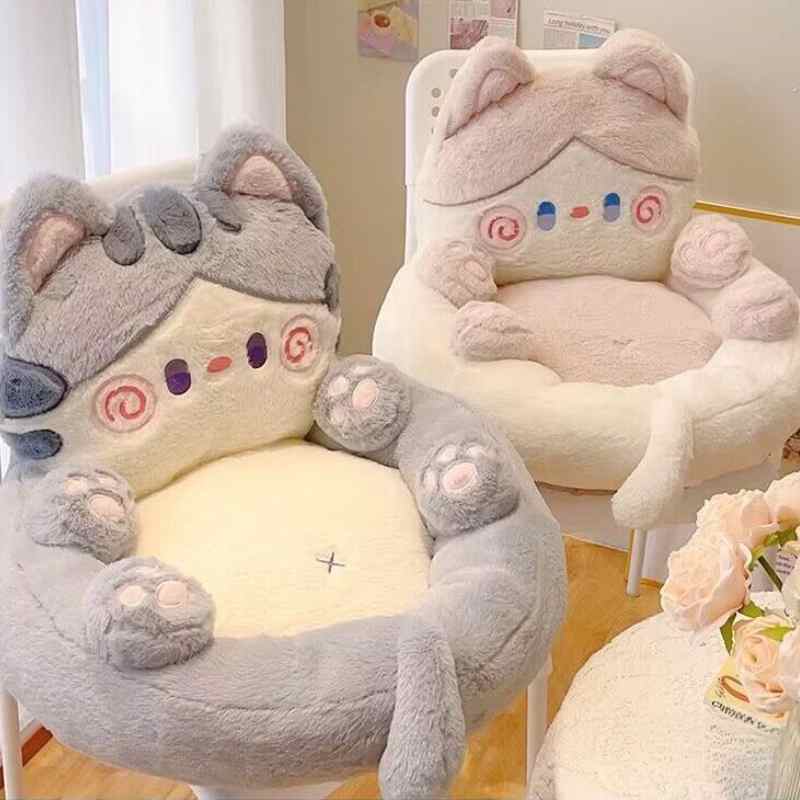 椅子クッション 座布団 多機能クッション 背もたれ付き 厚みあり 座布団 チェアクッション イス用 腰痛対応クッション 背当て 腰当て ふわふわ インテリア プレゼント 洗える