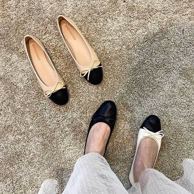 レディースシューズ 婦人靴 フラットシューズ スリッポン フラットパンプス ぺたんこパンプス ラウンドトゥ アーモンドトゥ 皮 レザー調 フェイクレザー リボン 安定感 フィット感 lsho0203