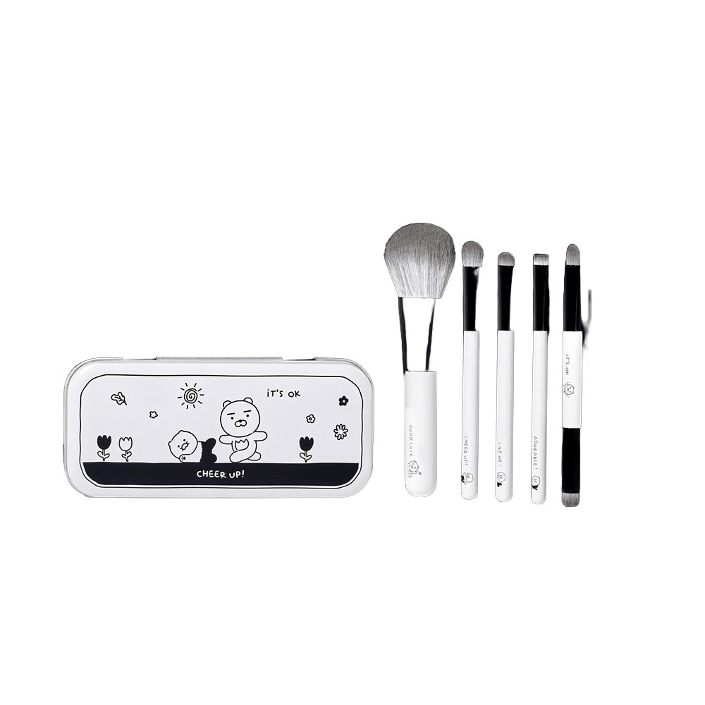 プラリア カカオフレンズ ふわふわ メイクアップ小物 2種(ブラシ+パフ)