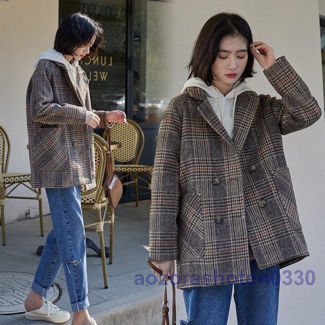 チェスターコート レディース ピーコート グレンチェック ラシャコート ミディアム丈コート チェック 5,556円