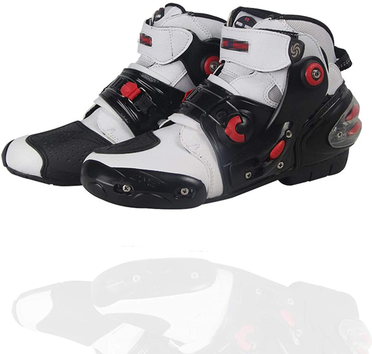 レーシングブーツ 強化防衛性 バイク用靴 バイクシューズ 耐衝撃 ライディングシューズ 耐摩擦 バイクブーツ 通気 自由調整 バイク用品