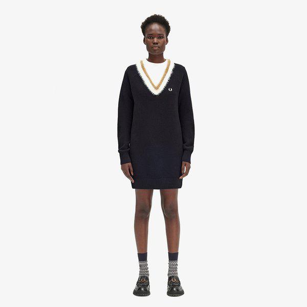 [レディース] テクスチャードトリムVネックニットドレス - ブラック AFPF2438166-102 32,479円