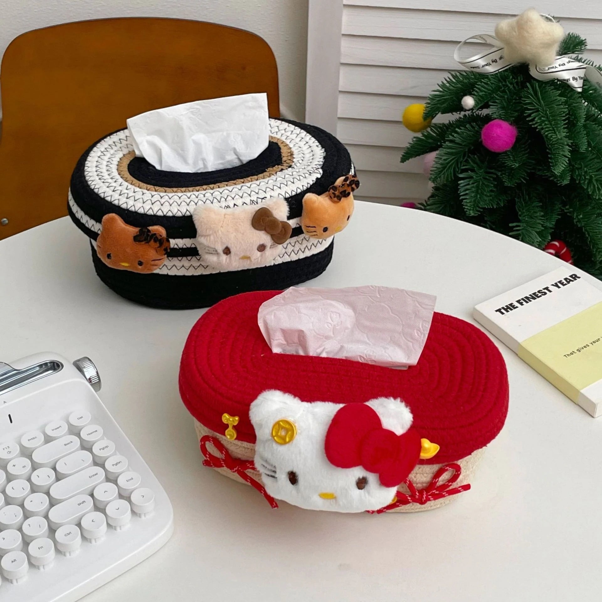 【20点セット】【送料無料】コットン編み猫ティッシュボックス家庭用寝室リビングペーパーボックスナプキンボックス雑物装飾収納バケツ