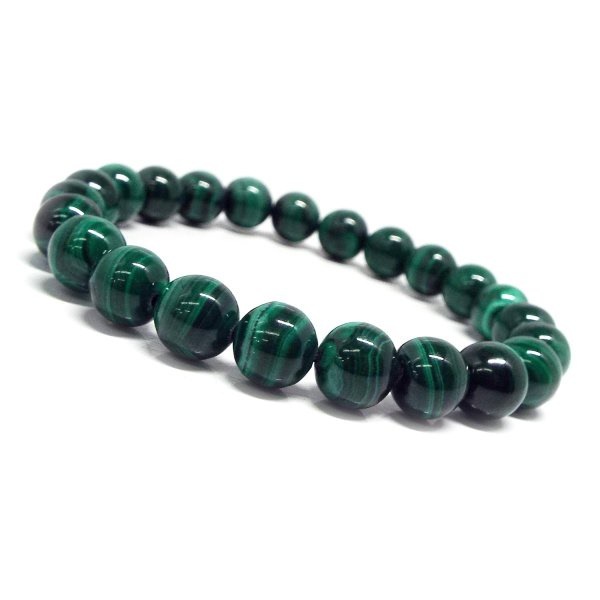 天然石 ブレスレット マラカイト 孔雀石 約10mm パワーストーン アクセサリー 一連 数珠