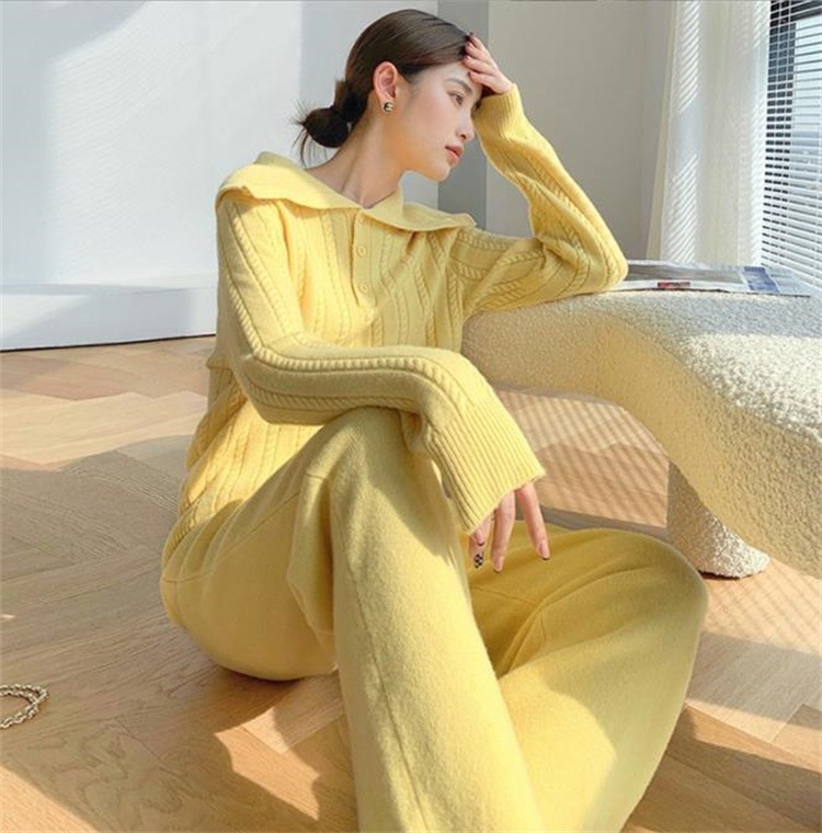激安セール 2点セット 秋 冬 暖かい 快適である ワイドパンツ 肌にやさしい セーター ワイドパンツ 厚手
