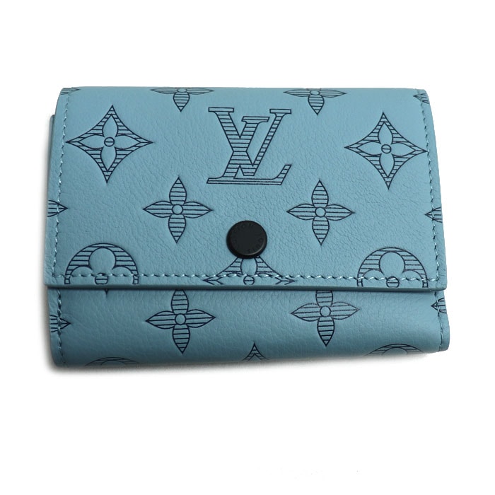LOUIS VUITTON ルイ・ヴィトン ヴィクター 三つ折り財布 モノグラムシャドウ ブルー M14793 IC レディース 中古 美品 58,800円