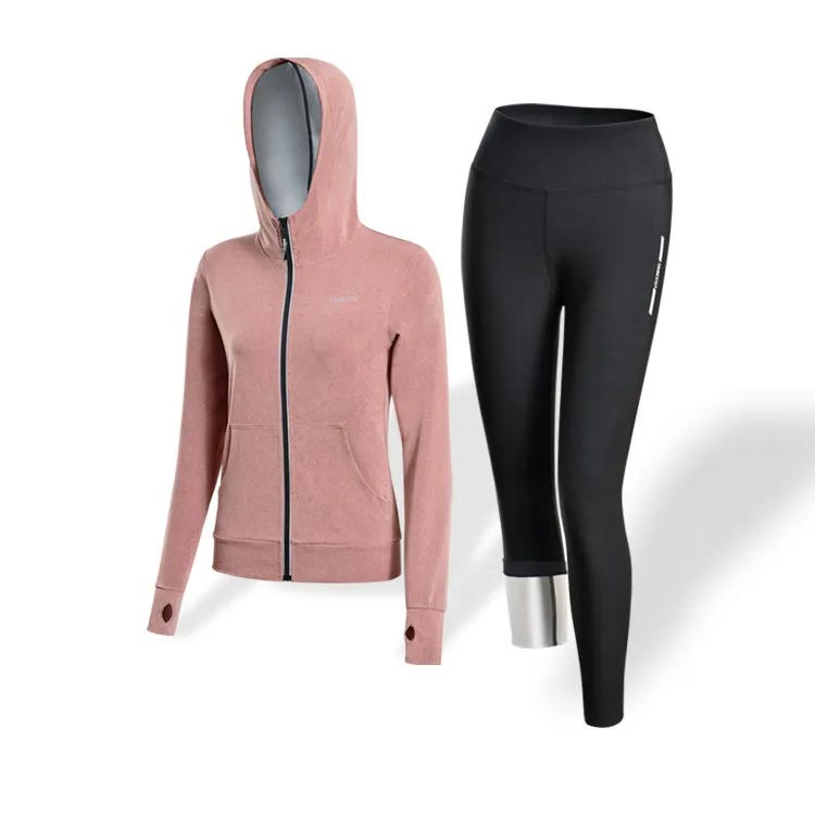 大きいサイズサウナスーツレディースフィットネス2タイプ展開上下lセットダイエットスポーツウエア長袖トレーニングウェアウォーキング筋トレジョギングフルジップ