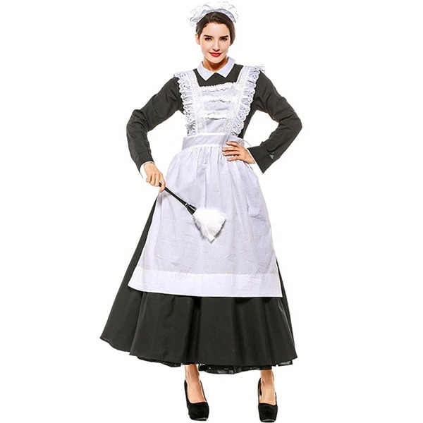 英国風 黒白 メイド服 レディース フランス風 レトロドレス 演出 ヨーロッパ風 ステージ 衣装 舞台服 変装 仮装 ハロウィン パーティー イベント コスチューム コスプレ パーティー 学園祭 文化