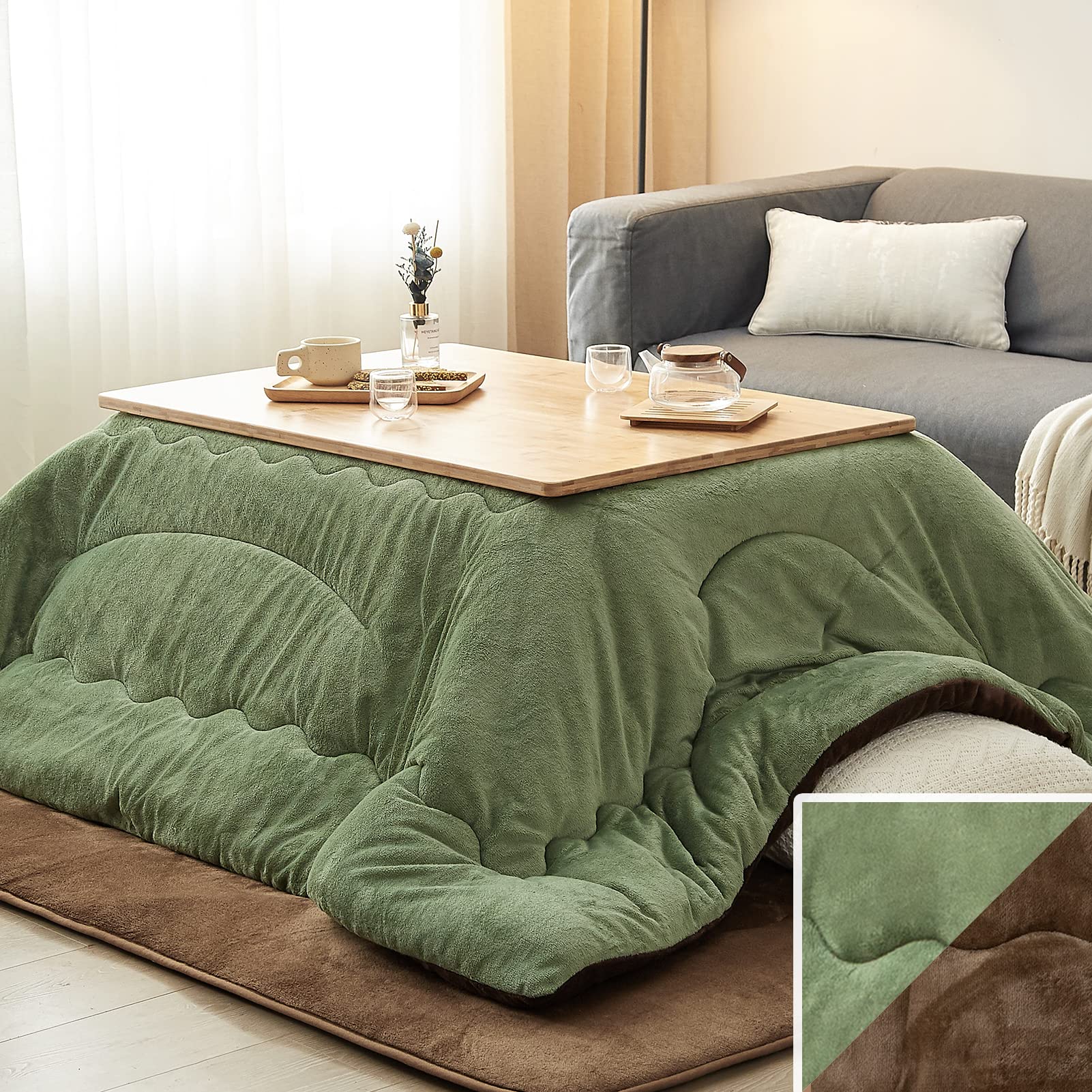 VK Living こたつ布団 長方形 単品185×235cm 中綿1.8kg 【SUPER HOT】 発熱綿使用+LockHeat速暖発熱繊維 撥水加工 ポケット付き フィットキルト こたつ掛け布団