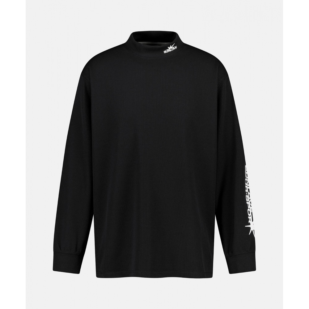 SUNLOVE ポーラテック ワッフル モックネック L/S T シャツ ブラック