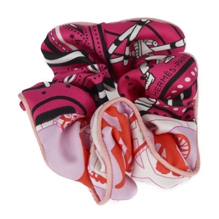 新品未使用展示品 HERMES エルメス その他アクセサリー - シュシュ クラウディア シルク100% ピンク系 ヘアゴム ヘアアクセサリー 髪飾り 髪留め 本物保証 中古