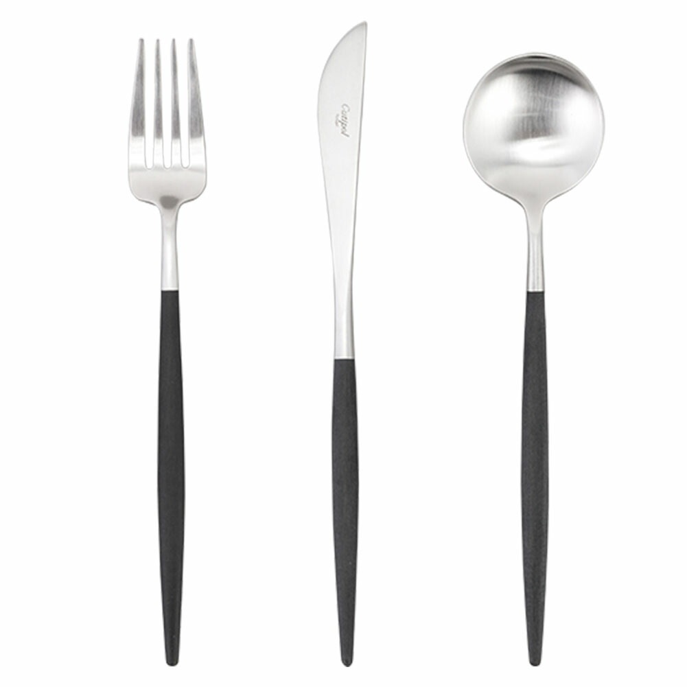 GOA ゴア ディナー3点セット ナイフ／フォーク／テーブルスプーン ブラック カトラリー おしゃれ