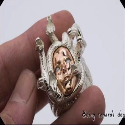 オリジナルデザイン S925 スターリングシルバー純銅象眼半貴石目美しいデーモンスネークデーモンデーモンメデューサカスタムリング