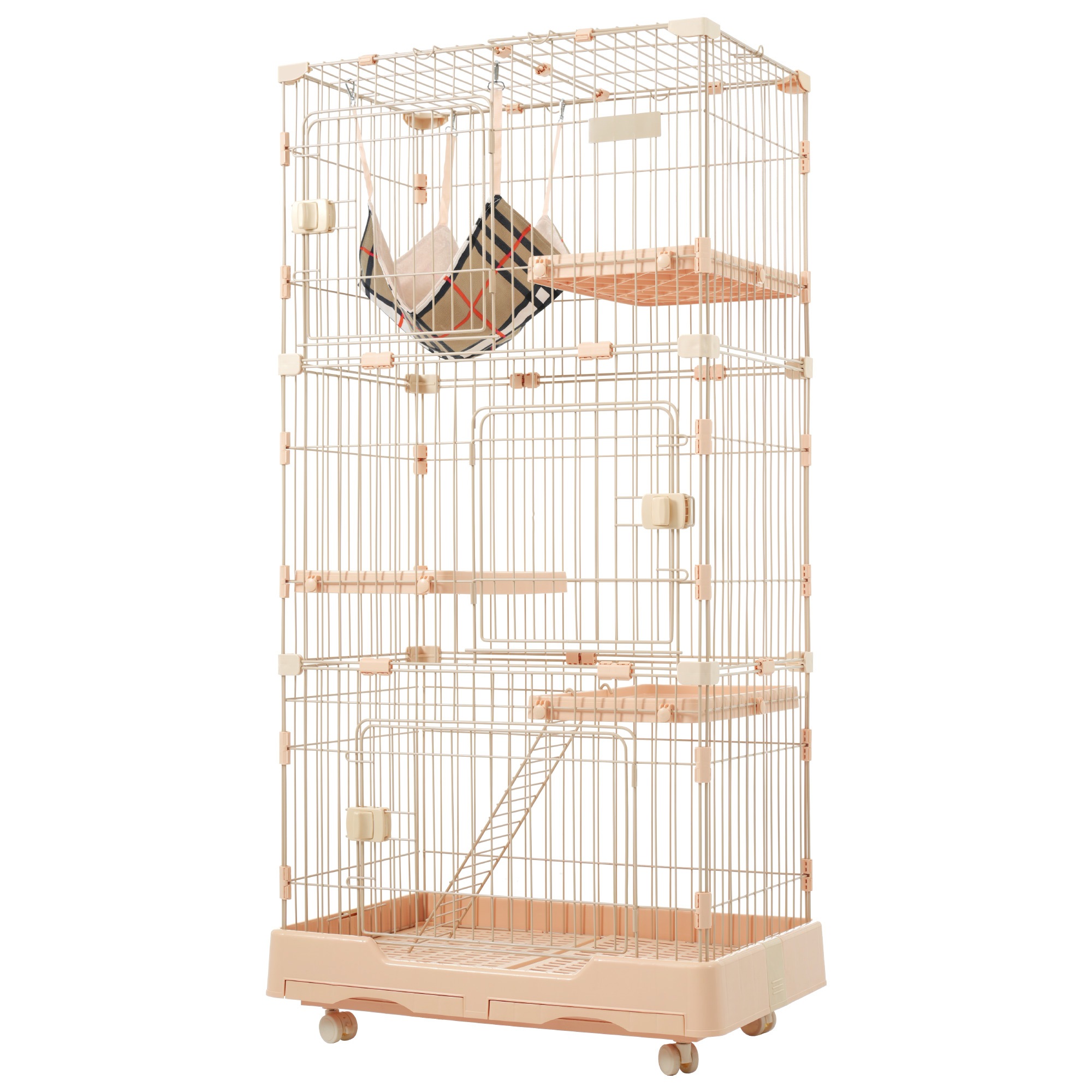【安心保証】【TX287474】猫 ケージ キャットケージ ペットケージ キャスター付 猫ゲージ 大型 多頭飼い ネコドア キャットハウス 1段2段3段可能 留守番 保護 脱走防止 おしゃれ (3段, 9,288円