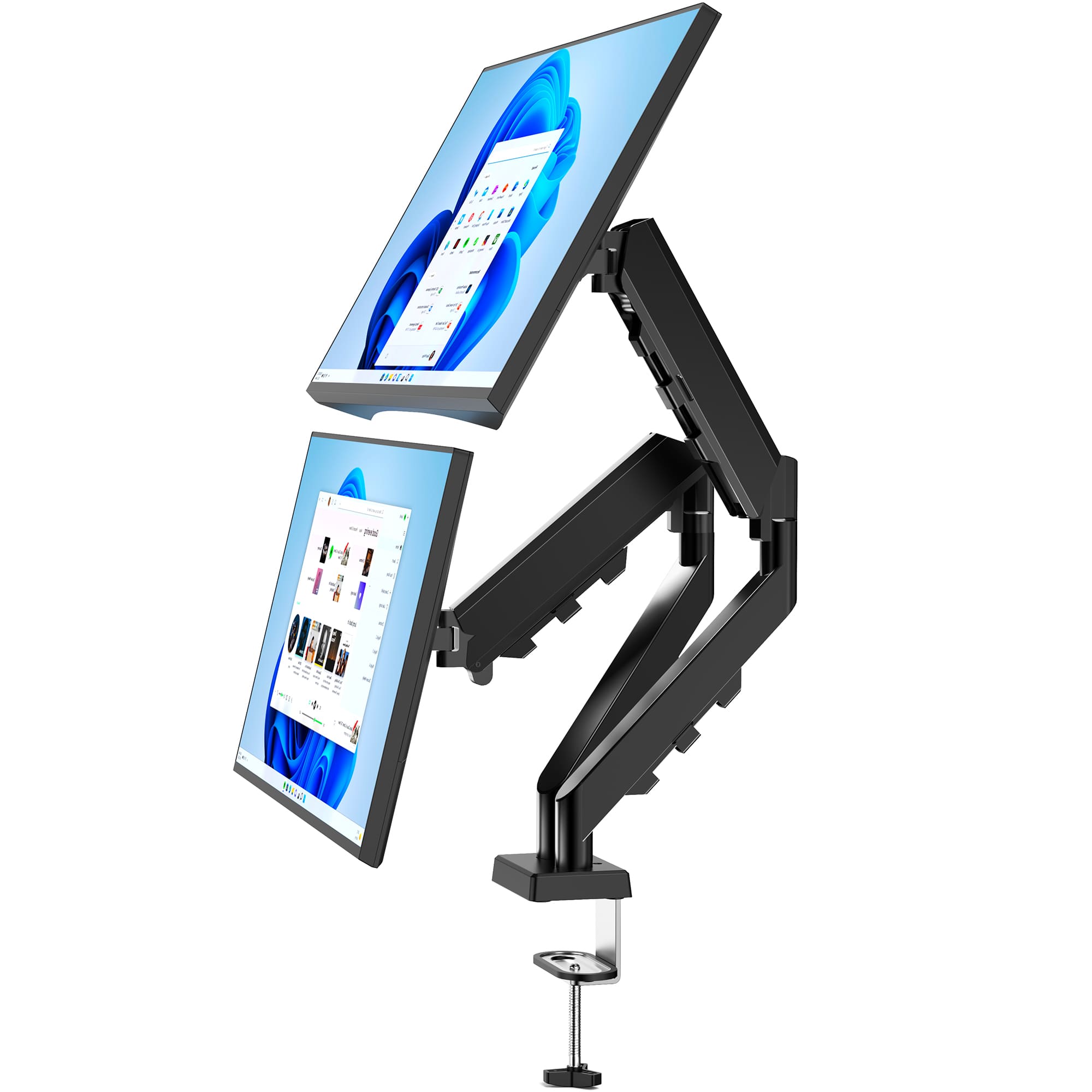 モニターアーム デュアル ２画面 ガス式 vasa100 モニタースタンド ディスプレイアーム ケーブル収納 ガススプリング内蔵 耐荷重12kg クランプ式 上下前後左右