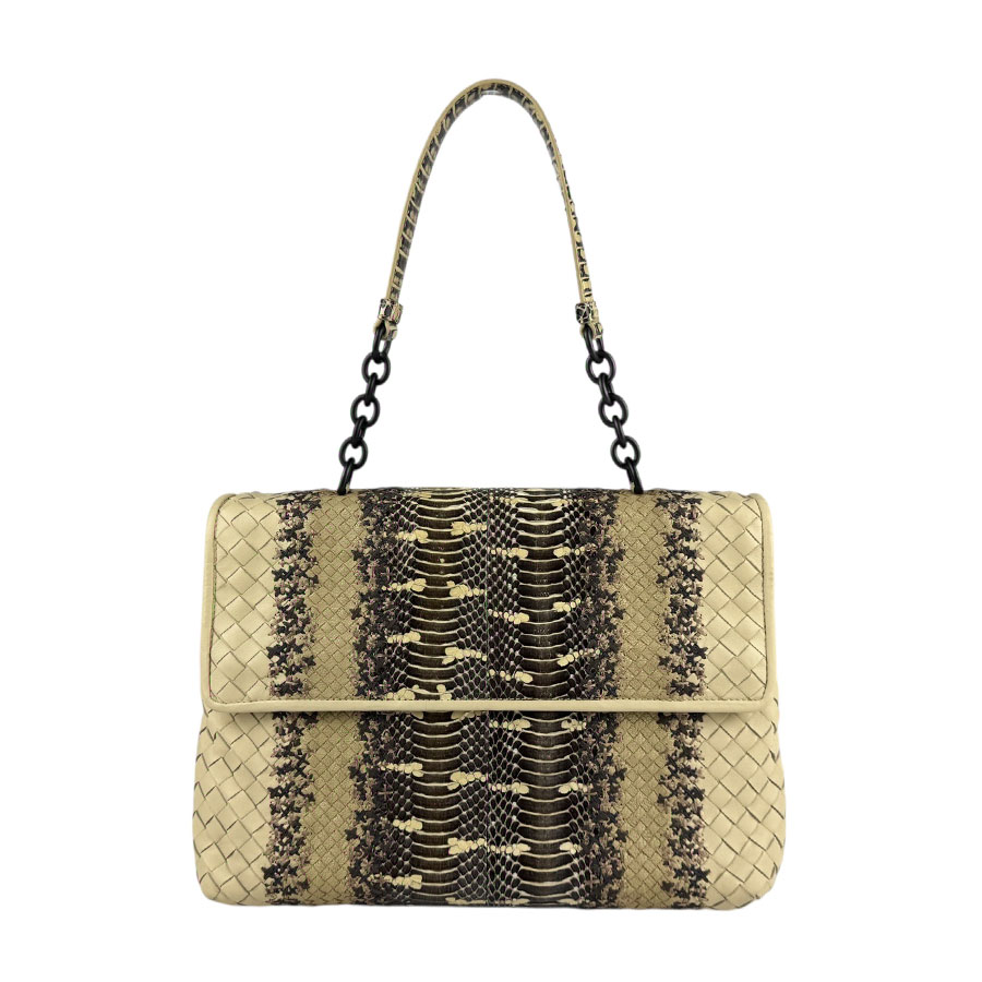 ボッテガヴェネタ BOTTEGAVENETA ショルダーバッグ イントレチャート レザー/パイソン ベージュ系 レディース z5744