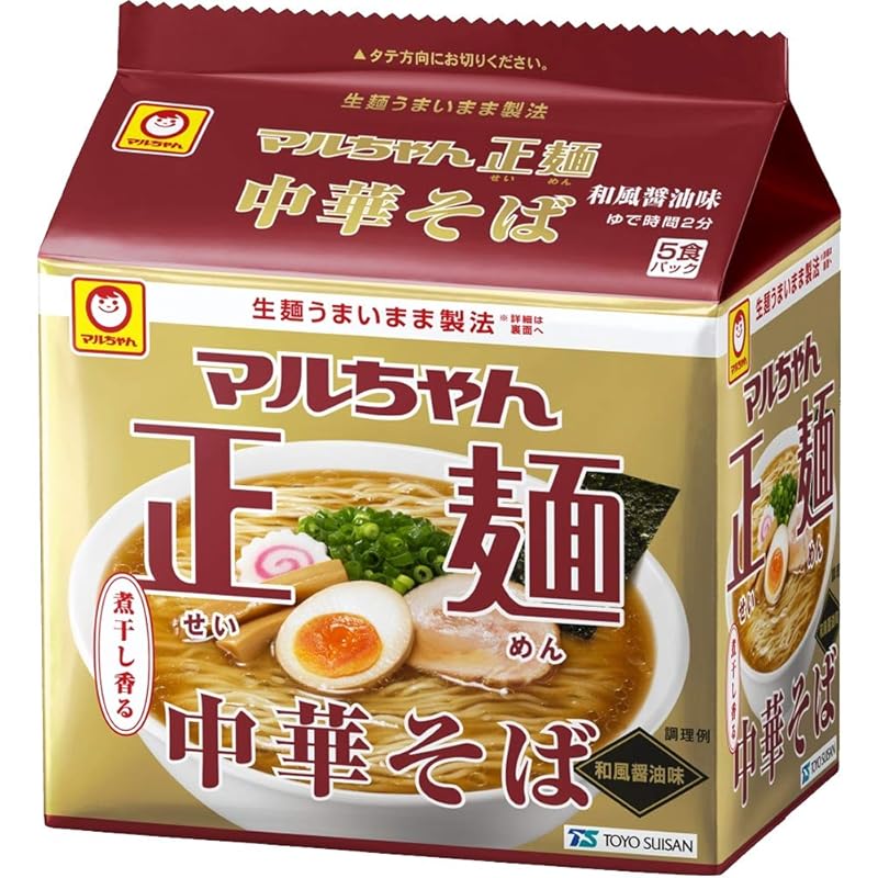 マルちゃん正麺 中華そば 和風醤油味 5食パック ( 105g×5袋×6個 計30個 / ラーメン 袋麺 ) 醤油ラーメン インスタントラーメン ( ノンフライ麺 × 煮干し香る ) 箱買い