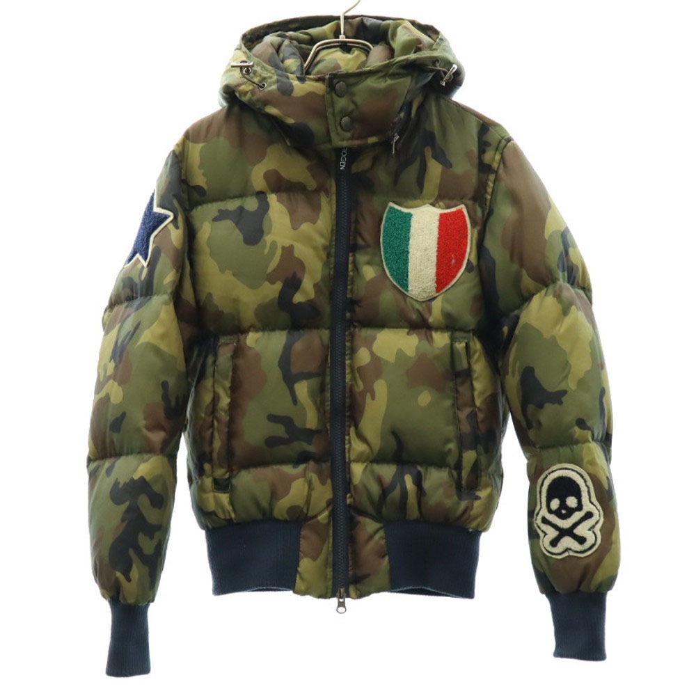 迷彩柄 BRONZAJI ダウンジャケット M カーキ フード着脱可 ワッペン メンズ 15,077円