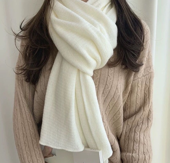 女性保温柔らか純色マフラーおしゃれストール