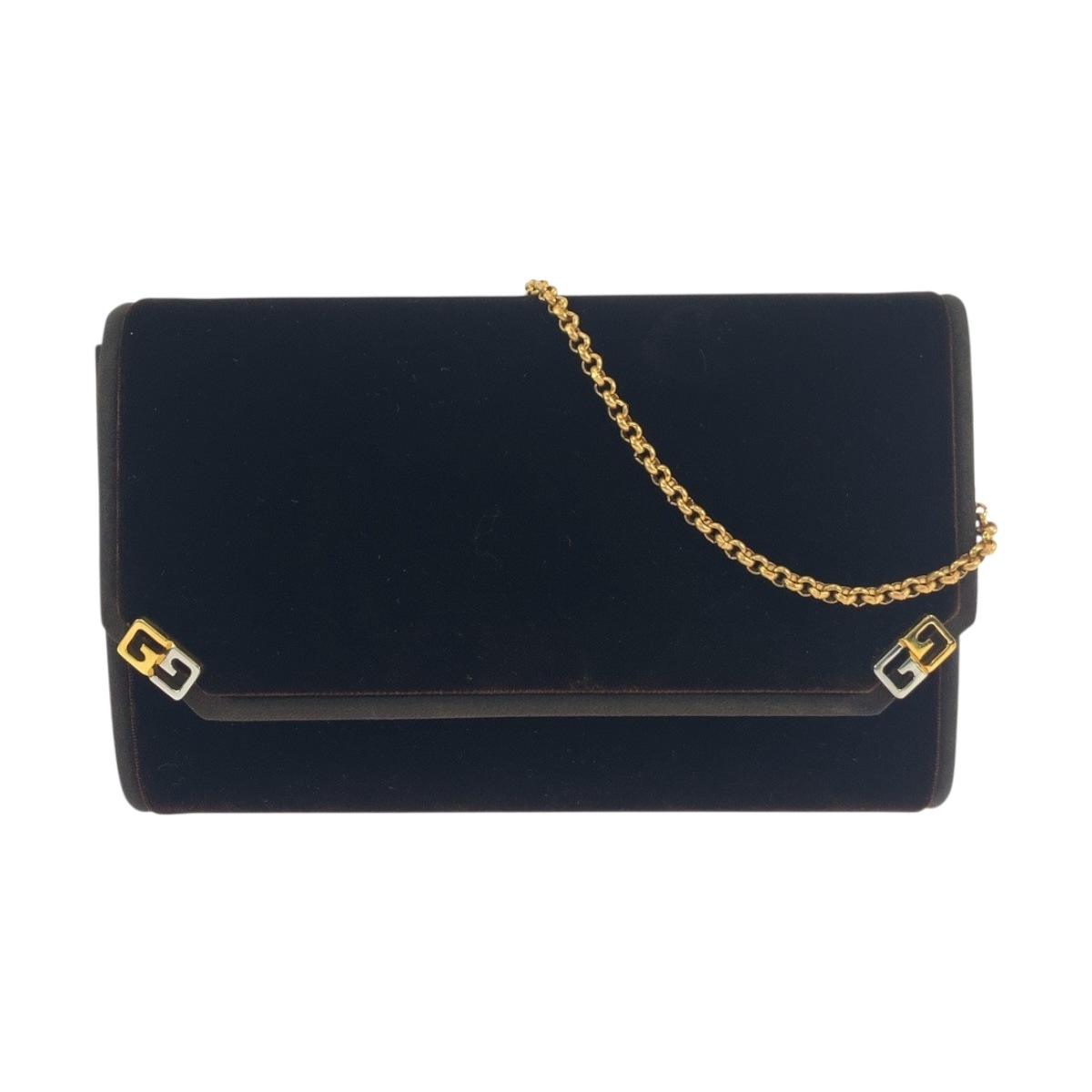 美品 ヴィンテージ オールドグッチ ダブルG ブラウン ゴールド金具 ベロア ショルダーバッグ ポシェット レディース 504654