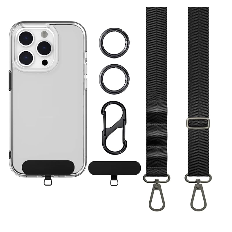 [ALUBES] スマホショルダー 25mm スマホ ストラップ 首掛け 斜めがけ 落下防止 携帯ストラップ 太め 耐久性強化版 紛失/落下防止 忘れ物防止 タグパッチ & カラビナ付属