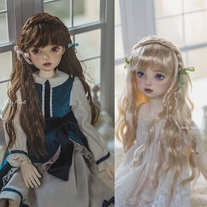 BJDドール用ウィッグ ロングカール 編みスタイル 超柔糸 幼SD/MSD/小顔SD/SDサイズ用